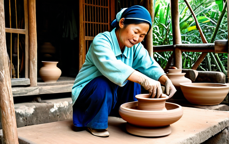 인적 드문 목적지의 소소한 즐거움 - Bat Trang Pottery Village**

"A scene in Bat Trang pottery village, Vietnam. A fully clothed artisan...