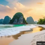 자연 그대로의 인적 드문 장소 찾기 - A pristine, untouched beach scene at Bình Tiên, Ninh Thuận province, featuring crystal-clear turquoi...