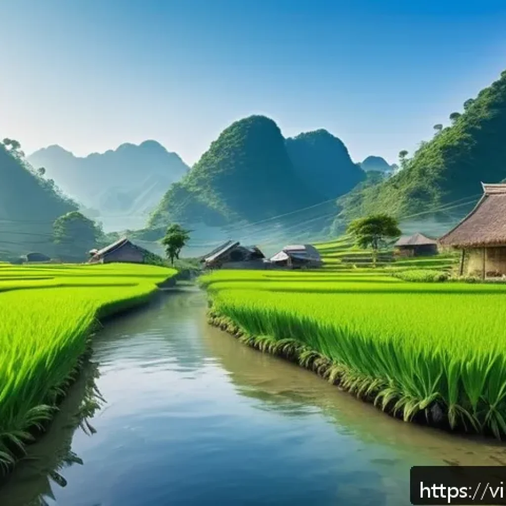 비인기 여행지의 숨겨진 풍경 찾기 - A serene remote mountain village in Northern Vietnam nestled in a lush green valley, featuring tradi...
