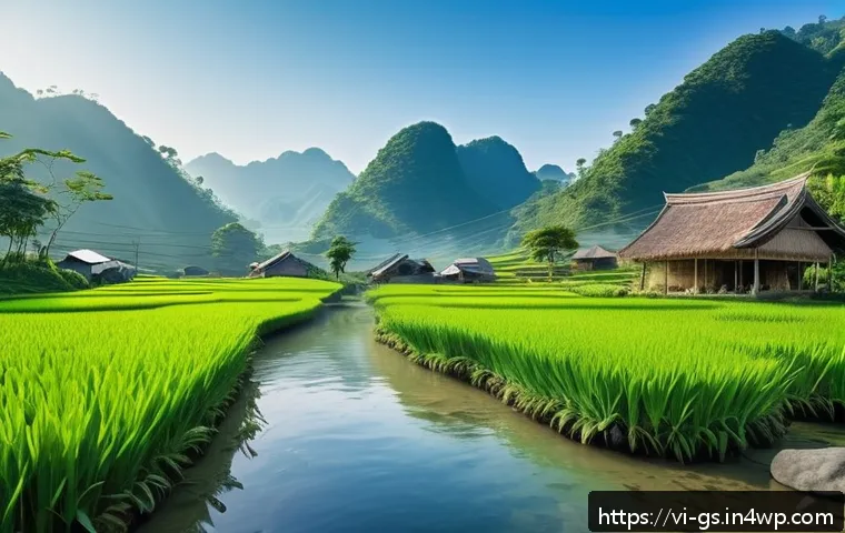 비인기 여행지의 숨겨진 풍경 찾기 - A serene remote mountain village in Northern Vietnam nestled in a lush green valley, featuring tradi...